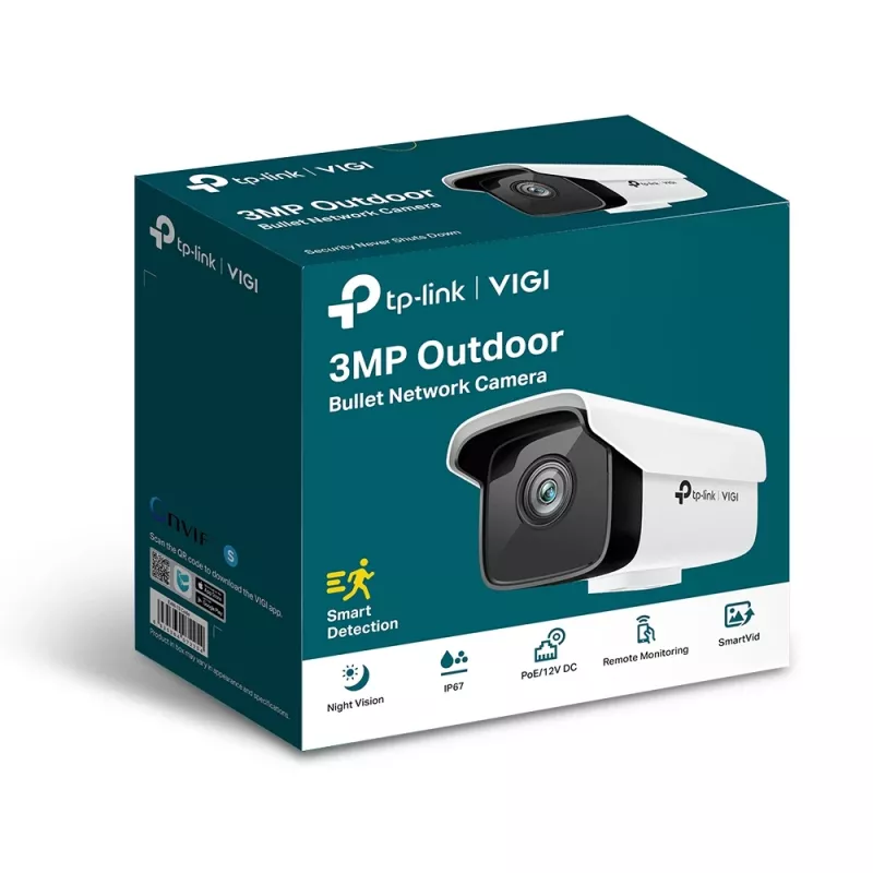 IP security camera TP-Link VIGI 3MP Outdoor Bullet Network Camera, 3 MP, 30 fps, 30 m night vision, wired, white