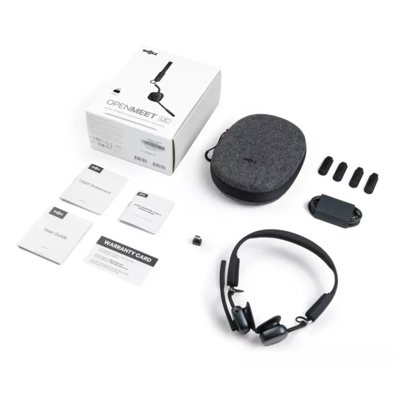 SHOKZ OpenMeet UC Wireless Bluetooth Bone Conduction Videoconferencing Headset with USB-C adapter