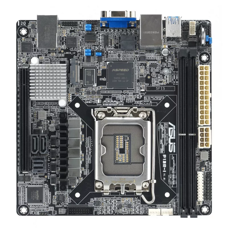 Motherboard ASUS P13R-I Mini ITX, Intel C262 chipset, LGA 1700, DDR5, 2x DIMM, 64 GB, 6x SATA III, 3x RJ-45