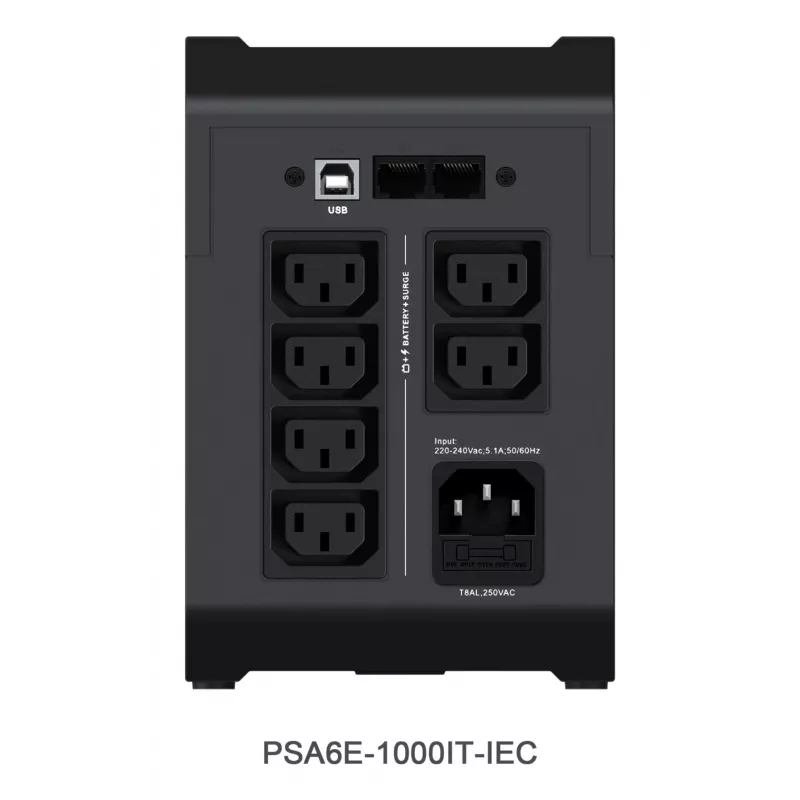 Vertiv PowerUPS 200 Essential PSA6E-1000IT-IEC, 1000VA/525W, Line-Interactive, 1 kVA, 525 W, Sine, 140 V, 290 V