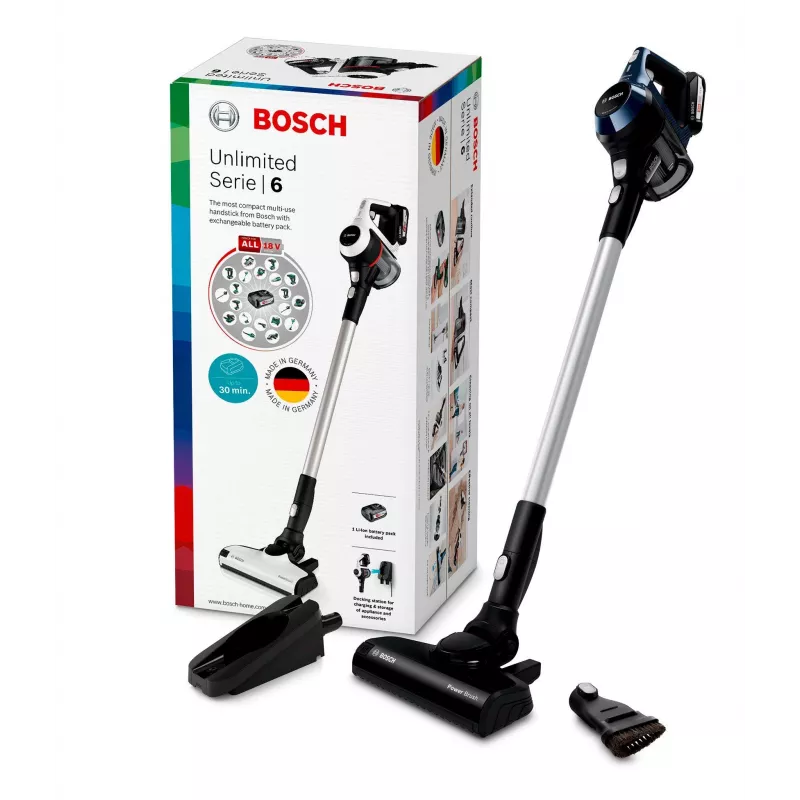 Bosch Serie 6 BBS611PCK stick vacuum/electric broom 2-in-1 stick vacuum Battery Dry Hygiene Filter Bagless Blue 2.5 Ah