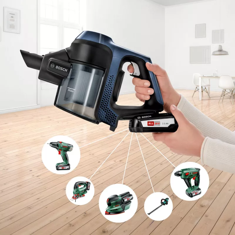 Bosch Serie 6 BBS611PCK stick vacuum/electric broom 2-in-1 stick vacuum Battery Dry Hygiene Filter Bagless Blue 2.5 Ah