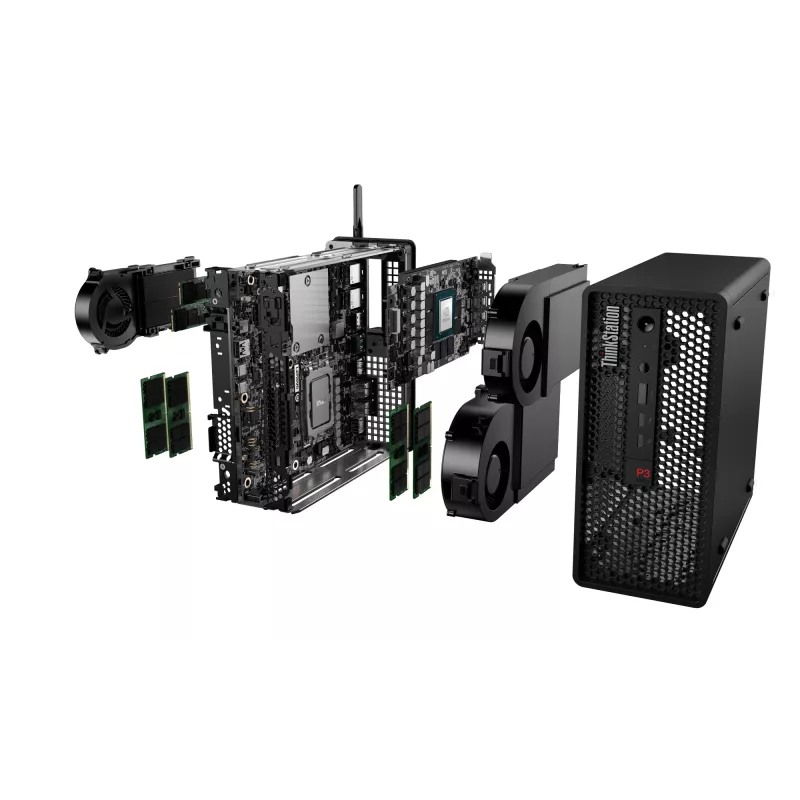 Lenovo ThinkStation P3 Ultra SFF Intel® Core™ i5 i5-14600 32 GB DDR5-SDRAM 1 TB SSD NVIDIA RTX A400 Windows 11 Pro Mini Tower Workstation Black