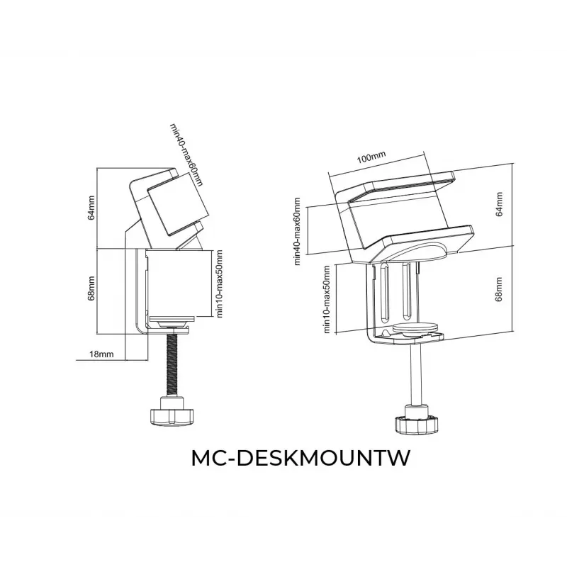 MicroConnect MC-DESKMOUNTW desk clamp for power strips