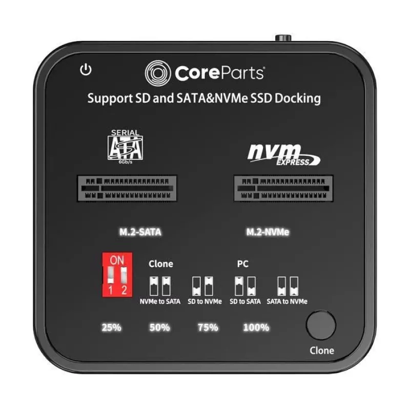Media Duplicator CoreParts MS-CLONER-M2-SD Black USB Type-C M.2