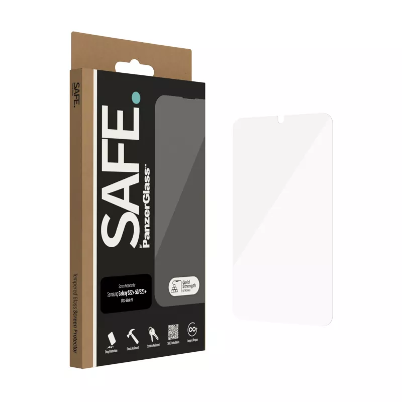 Screen Protector PanzerGlass SAFE. by ® Samsung Galaxy S22 Plus S23 Plus Ultra-Wide Fit Scratch Shock Resistant