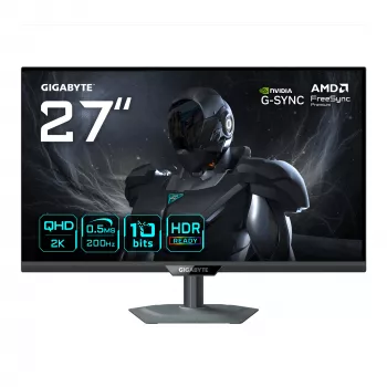 GIGABYTE G27Q20 27” QHD Gaming Monitor - 2560 x 1440, 200Hz, 0.5ms, 350 cd/m², G-Sync Compatible, FreeSync Premium, HDR10, HDMI 2.0, Displayport 1.4