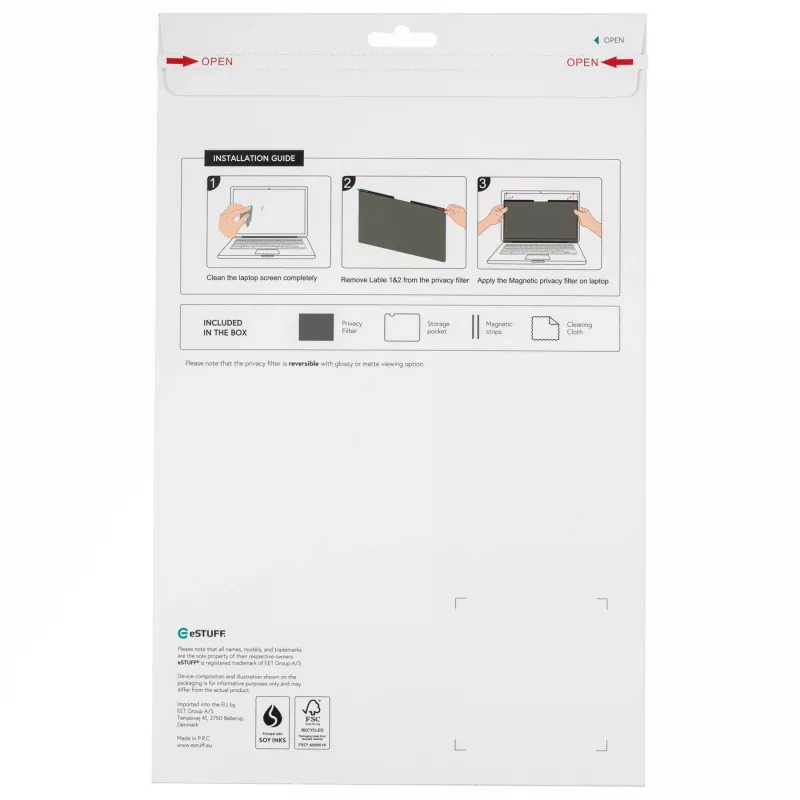 eSTUFF GLBM13293190-ITH display privacy filter 33.8 cm (13.3 inch) Laptop Frameless display privacy filter