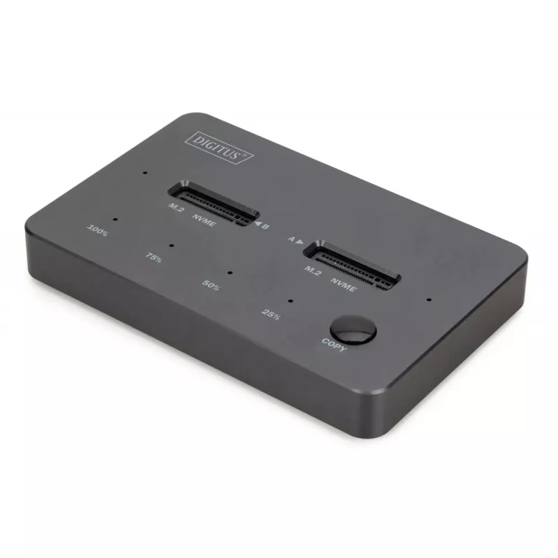 External NVMe M.2 SSD cloning station DIGITUS DA-71545-1, USB 3.1 Gen2 Type-C, supports 2 M.2 drives, black