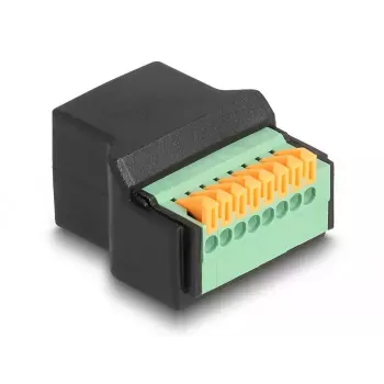 DeLOCK RJ45 female to Terminal Block Adapter Black Green 1 pc