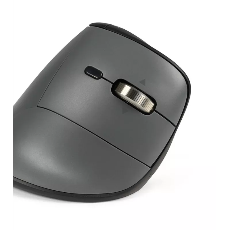 BakkerElkhuizen FastForward Pro mouse, Right-hand, Vertical design, Optical, RF Wireless + Bluetooth + USB Type-C, 5000 DPI, Black, Grey