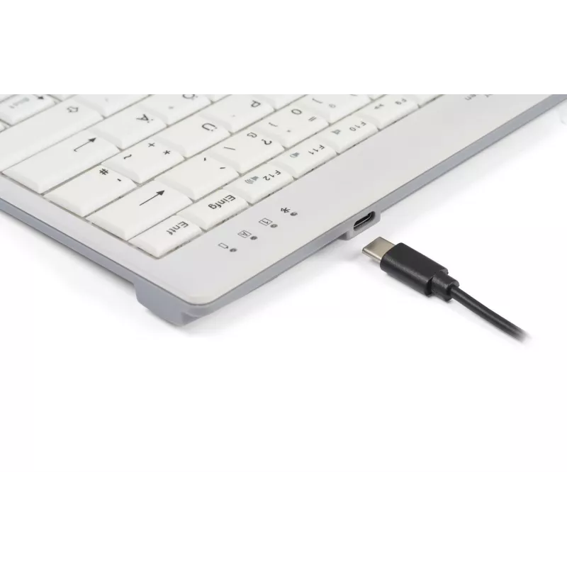 BakkerElkhuizen UltraBoard 950 V2 Wireless DE Qwertz, Tenkeyless (80 - 87%), Wired & Wireless, USB + Bluetooth, Scissor key switch, QWERTZ, Dark Grey, Light grey