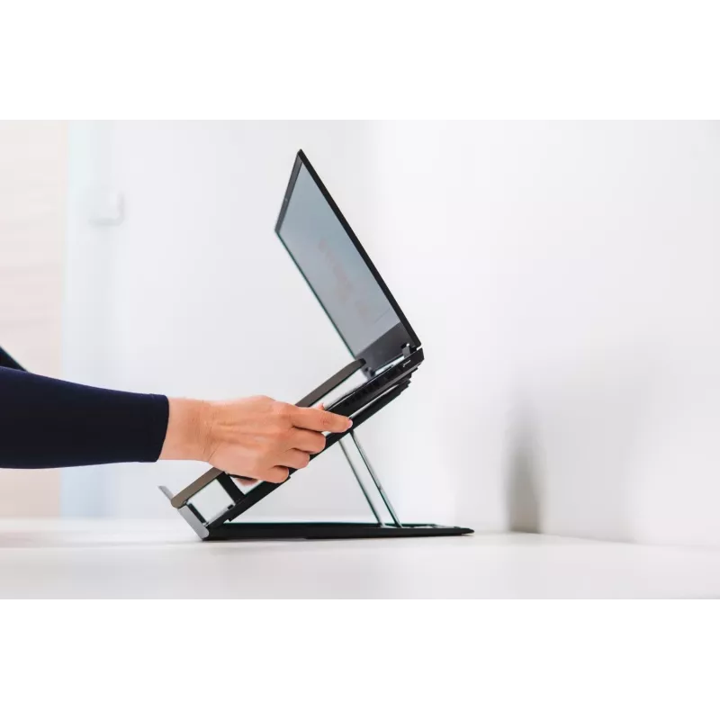 BakkerElkhuizen Ergo-Q 330 Circular, Laptop stand, Black, Grey, Acrylonitrile butadiene styrene (ABS), Plastic, Steel, 33.8 cm (13.3 inch), 43.2 cm (17 inch), 6 kg