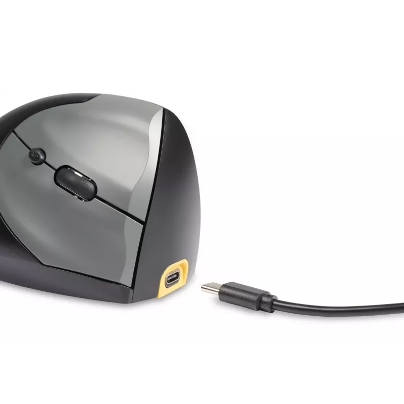 BakkerElkhuizen Handshake Mouse Right, Right-hand, Vertical design, Optical, RF Wireless + Bluetooth + USB Type-C, 6400 DPI, Black, Grey