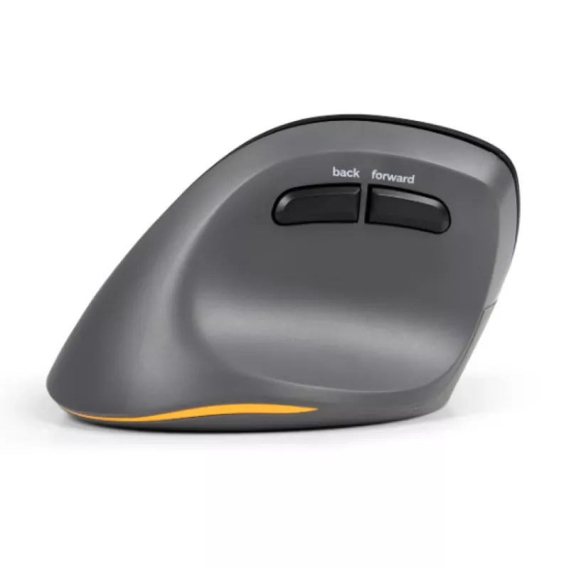 BakkerElkhuizen PRF Pro mouse Left, Left-hand, Vertical design, Optical, RF Wireless + Bluetooth + USB Type-C, 2400 DPI, Black, Grey