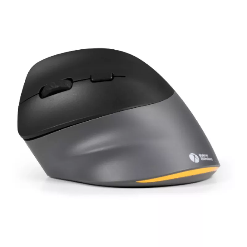 BakkerElkhuizen PRF Pro mouse Left, Left-hand, Vertical design, Optical, RF Wireless + Bluetooth + USB Type-C, 2400 DPI, Black, Grey
