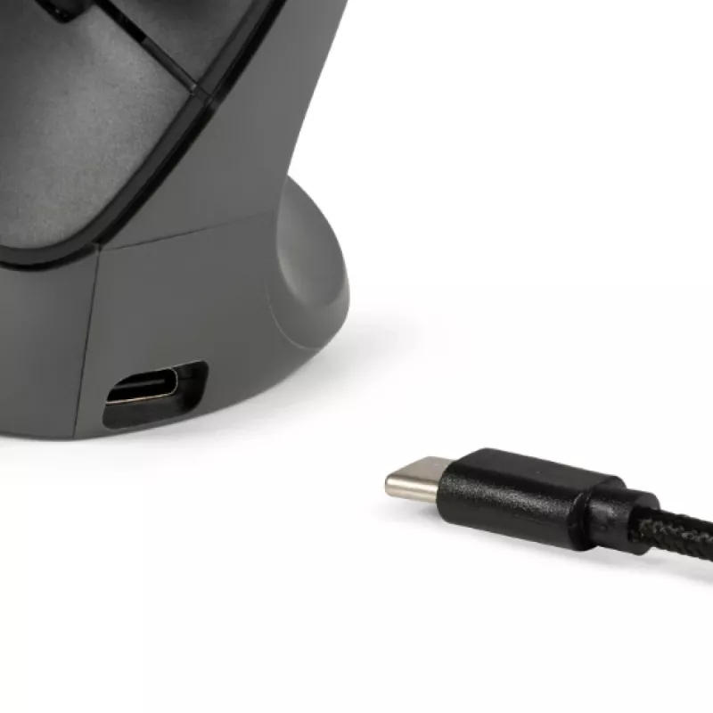 BakkerElkhuizen PRF Pro mouse Left, Left-hand, Vertical design, Optical, RF Wireless + Bluetooth + USB Type-C, 2400 DPI, Black, Grey