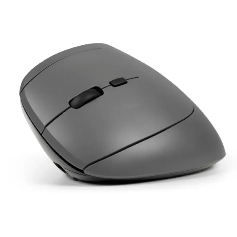 BakkerElkhuizen MidWay mouse Left, Left-hand, Vertical design, Optical, RF Wireless + Bluetooth + USB Type-C, 2400 DPI, Grey, Black