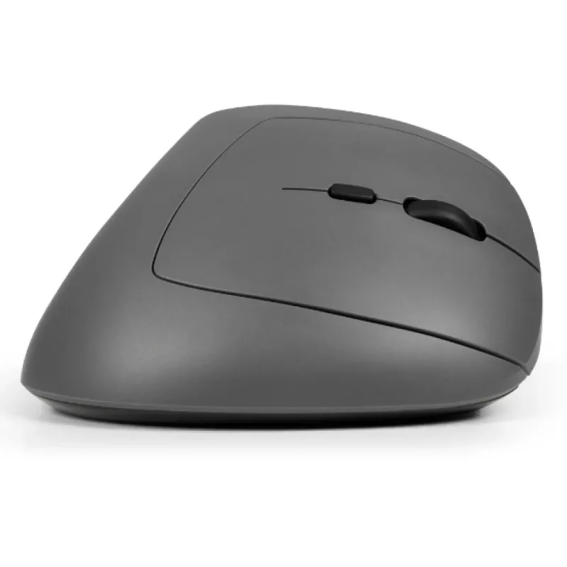 BakkerElkhuizen MidWay mouse Right, Right-hand, Vertical design, Optical, RF Wireless + Bluetooth + USB Type-C, 2400 DPI, Grey, Black