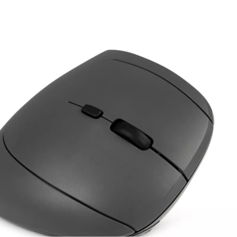 BakkerElkhuizen MidWay mouse Right, Right-hand, Vertical design, Optical, RF Wireless + Bluetooth + USB Type-C, 2400 DPI, Grey, Black