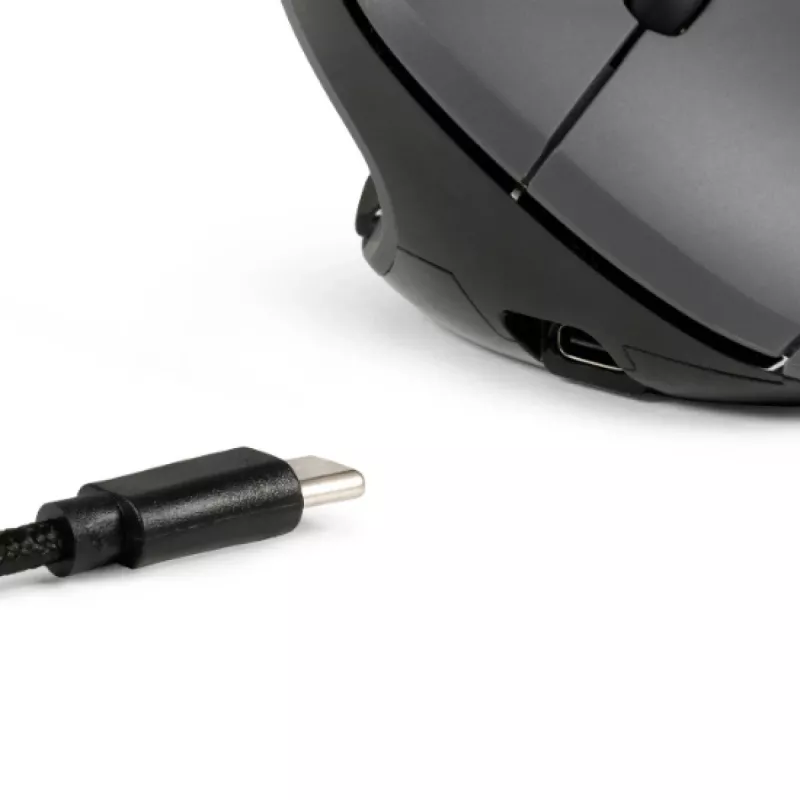 BakkerElkhuizen MidWay mouse Right, Right-hand, Vertical design, Optical, RF Wireless + Bluetooth + USB Type-C, 2400 DPI, Grey, Black