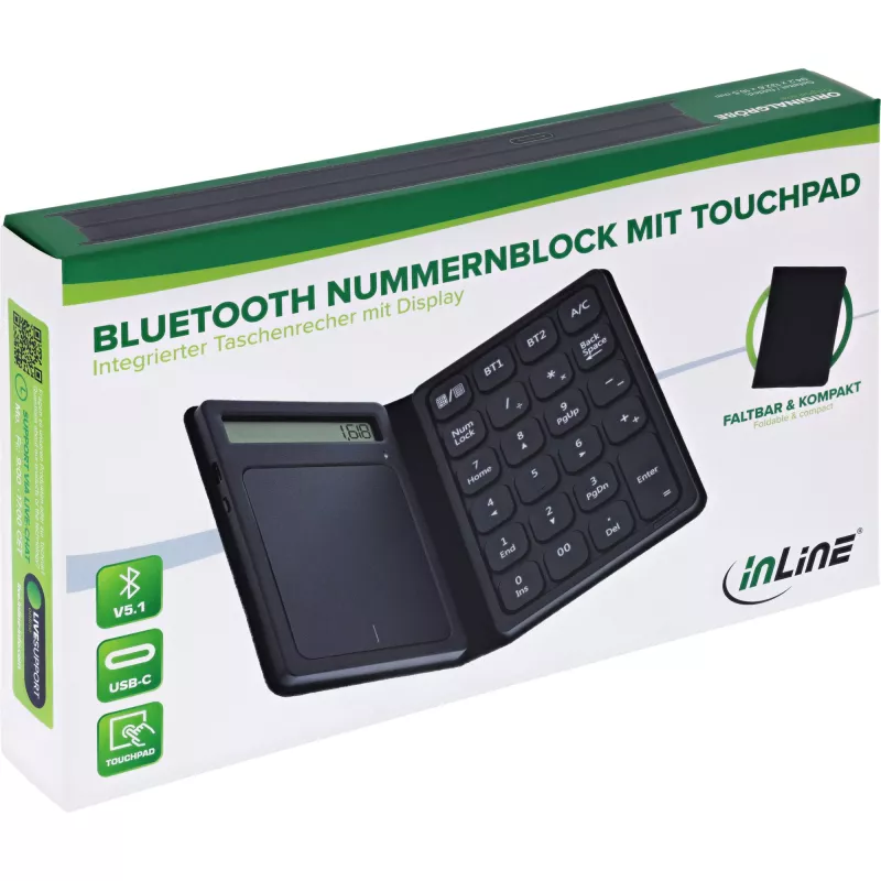 InLine 55379G keyboard Universal Bluetooth No Black