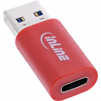 InLine 31652 cable gender changer USB-A USB-C Red