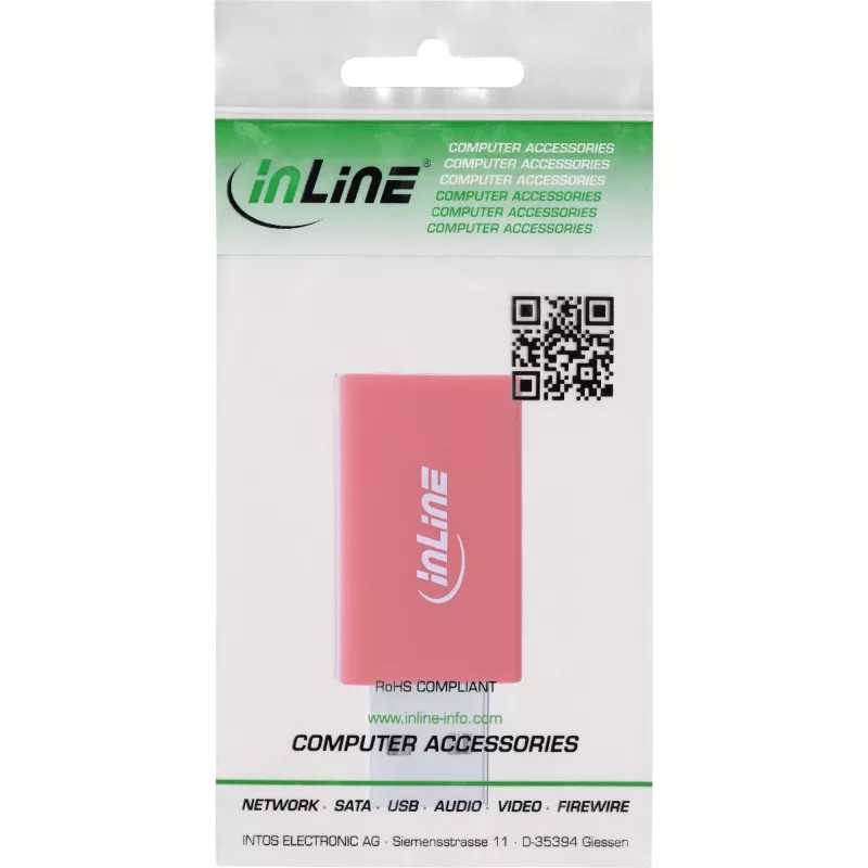 Gender changer cable InLine 31653 USB-A to USB-A, USB 2.0, red