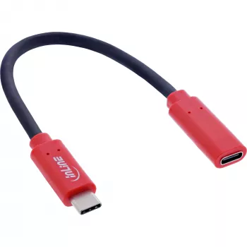 InLine USB-C gender changer adapter 31654, USB-C to USB-C, 0.2 m, red