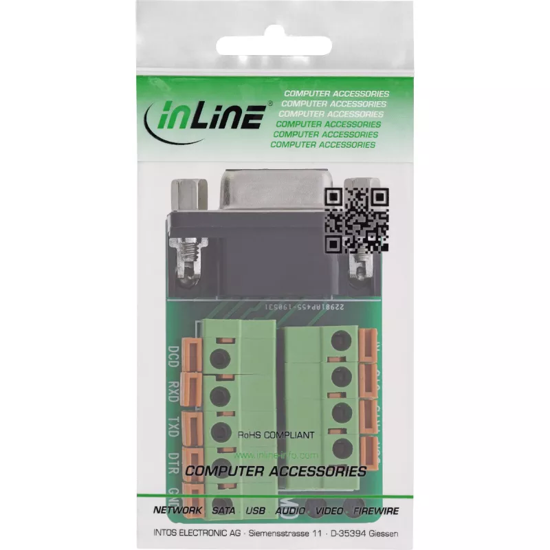 InLine 92501A wire connector Terminal block / D-Sub 9 Black, Green