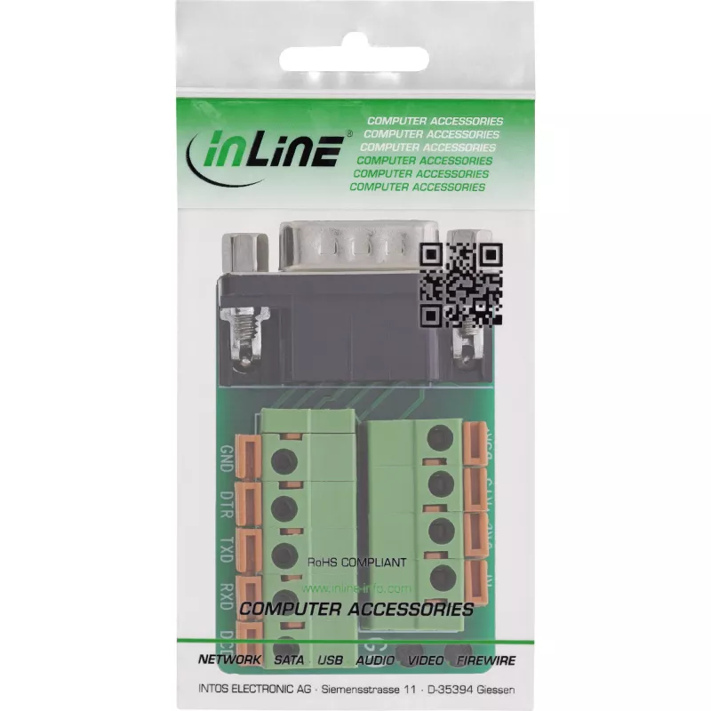 InLine 92501B wire connector Terminal block / D-Sub 9 Black, Green