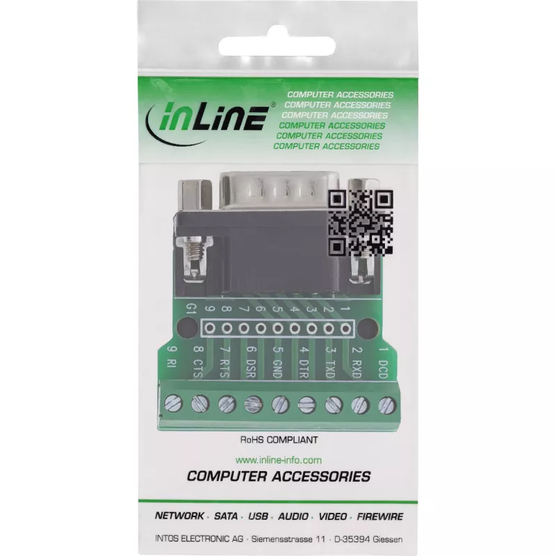InLine 92501D wire connector Terminal block / D-Sub 9 Black, Green