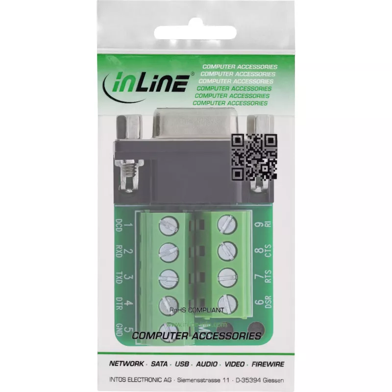 InLine 92501E wire connector Terminal block / D-Sub 9 Black, Green