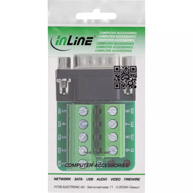 InLine 92501F wire connector Terminal block / D-Sub 9 Black, Green