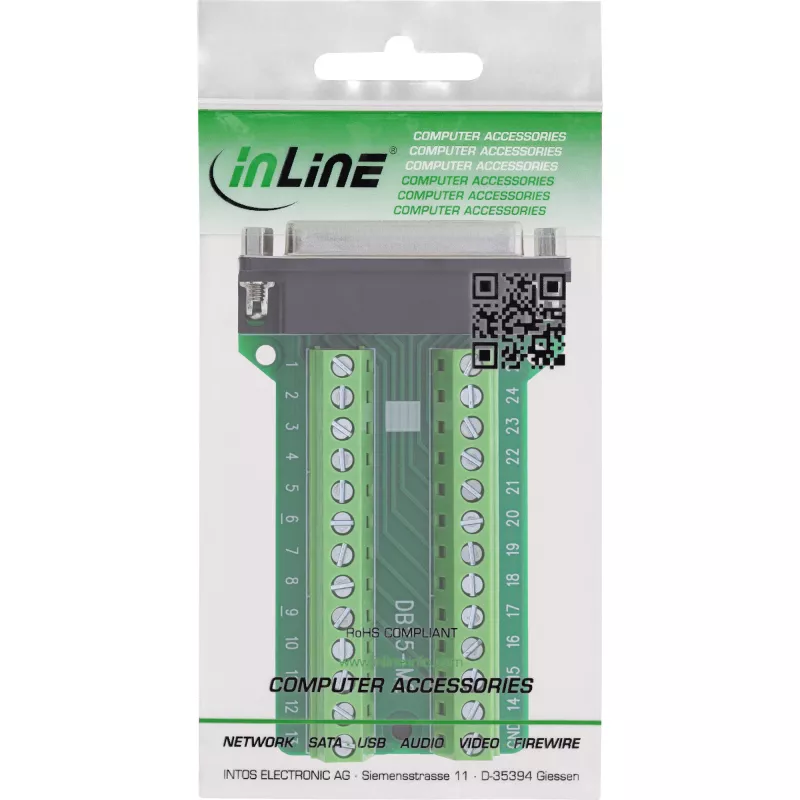 InLine 92502E wire connector Terminal block / D-Sub 25 Green