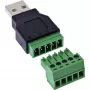 InLine 92504A wire connector USB-A / Terminal block, 5-pin Black, Green