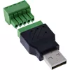 InLine 92504A wire connector USB-A / Terminal block, 5-pin Black, Green