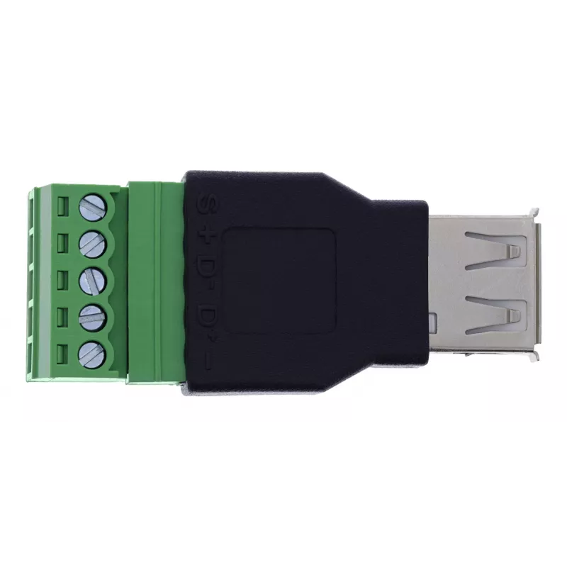 InLine 92504B wire connector USB-A / Terminal block, 5-pin Black, Green