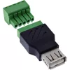 InLine 92504B wire connector USB-A / Terminal block, 5-pin Black, Green