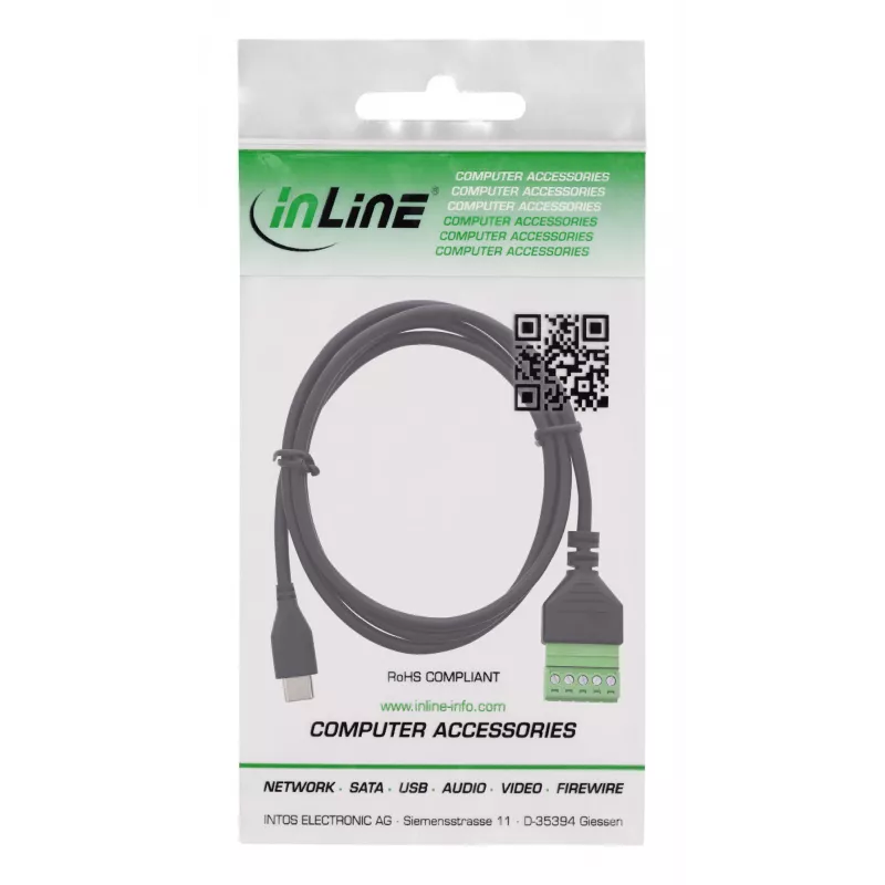 InLine 92504E wire connector USB-C / Terminal block, 5-pin Black, Green