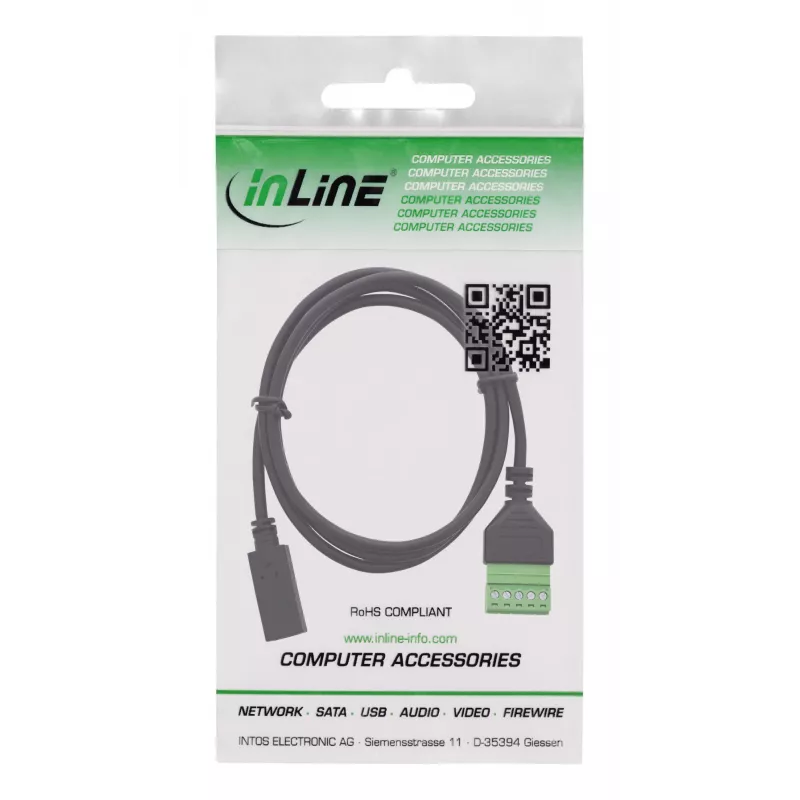 InLine 92504F wire connector USB-C / Terminal block, 5-pin Black, Green