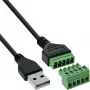 InLine 92504G wire connector USB-A / Terminal block, 5-pin Black, Green