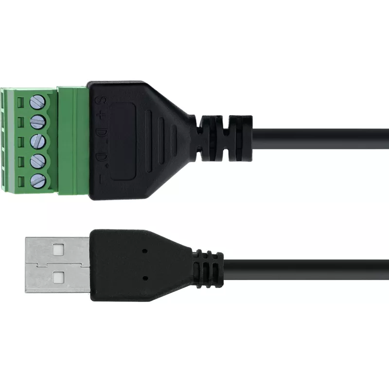 InLine 92504G wire connector USB-A / Terminal block, 5-pin Black, Green