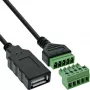InLine 92504H wire connector USB-A / Terminal block, 5-pin Black, Green