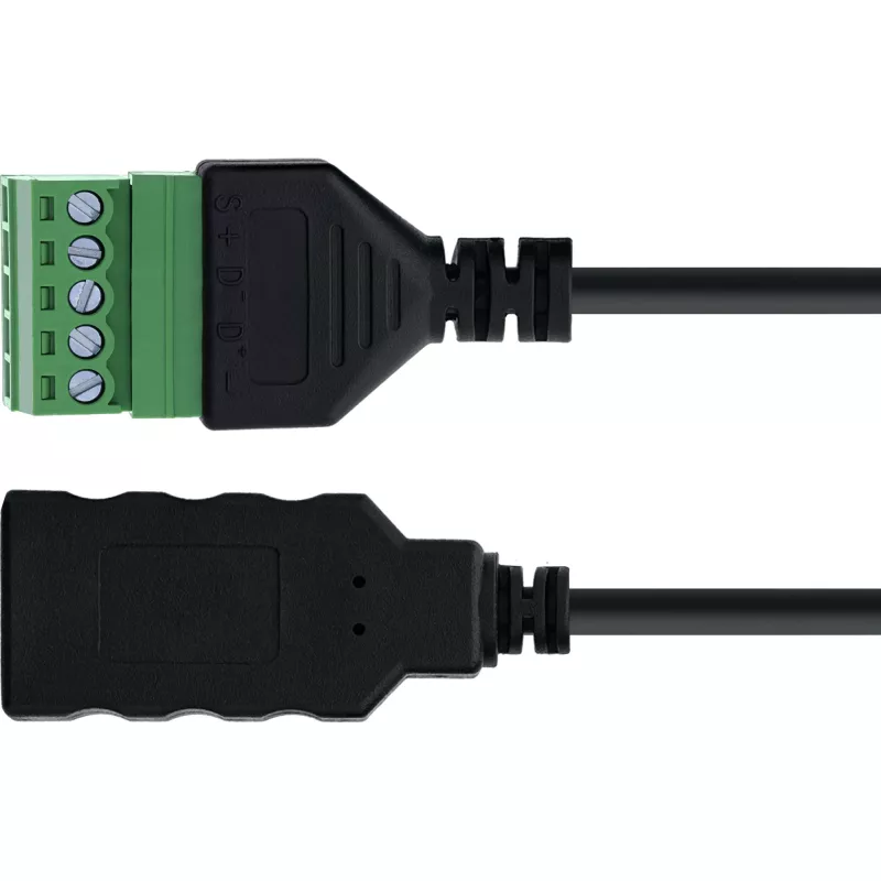 InLine 92504H wire connector USB-A / Terminal block, 5-pin Black, Green