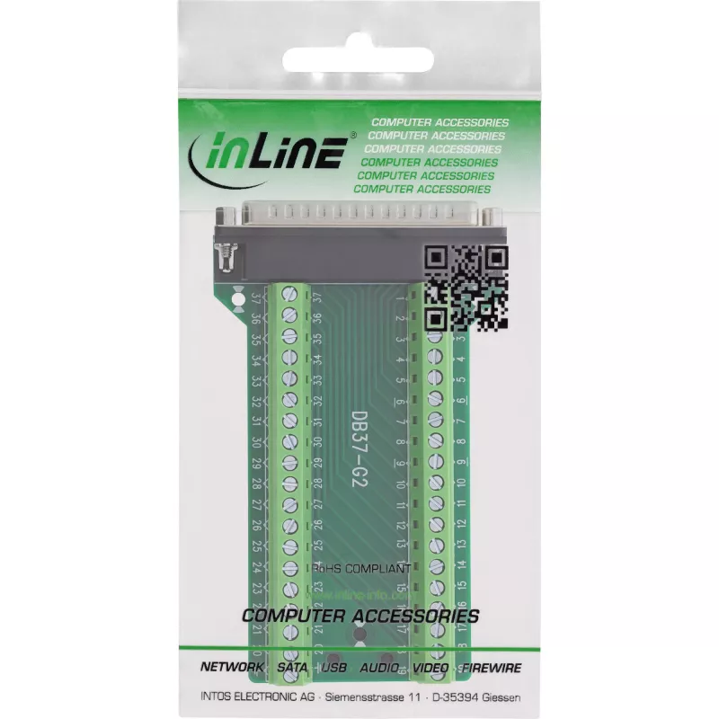 InLine 92502J wire connector Terminal block / D-Sub 37 Black, Green
