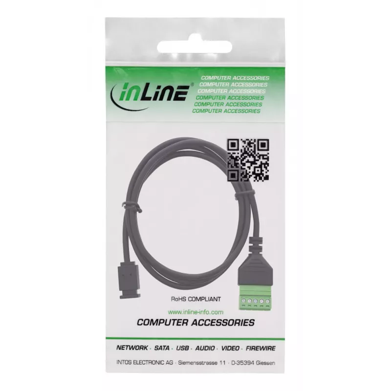 InLine 92504D wire connector Micro USB / Terminal block, 5-pin Black, Green