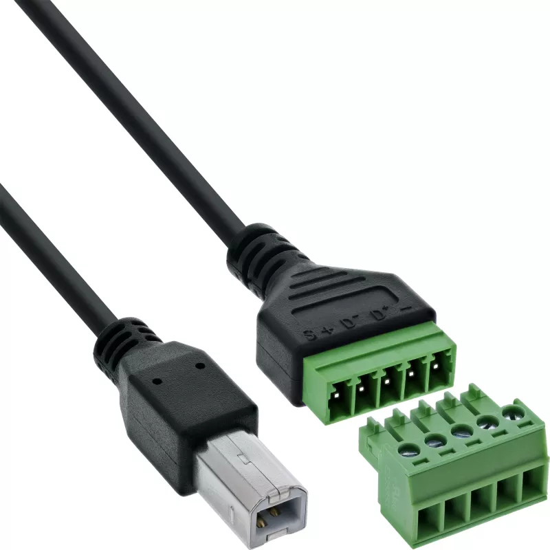 InLine 92504I wire connector USB-B / Terminal block, 5-pin Black, Green