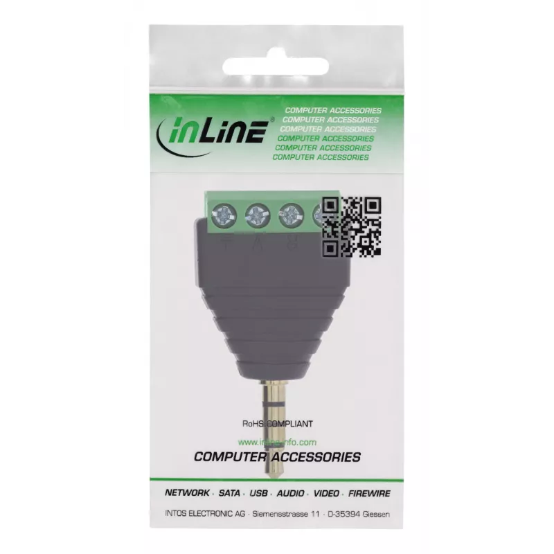 InLine 92504J wire connector 3.5 mm 4-pin jack TRRS / Terminal block 4 terminals Black, Green