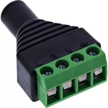 InLine 92504K wire connector 3.5 mm 4-pin jack TRRS / Terminal block 4 terminals Black, Green